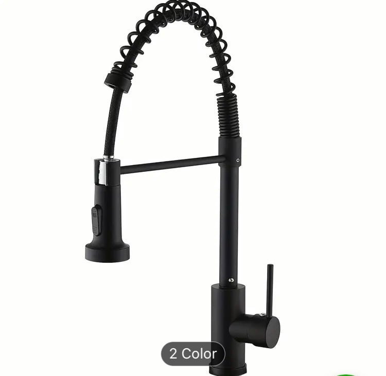 Black Stainless Steel Kitchen Faucet With Pull Down Sprayer