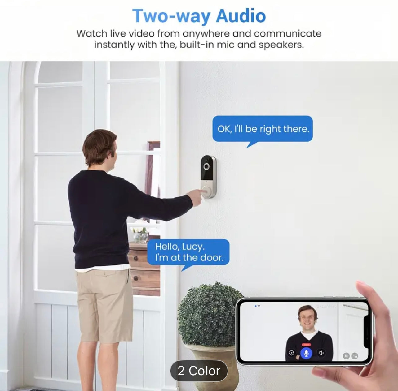 🔔 1080P HD Smart Doorbell Camera | AI Motion Detection, Two-Way Audio, Night Vision & Cloud Securit