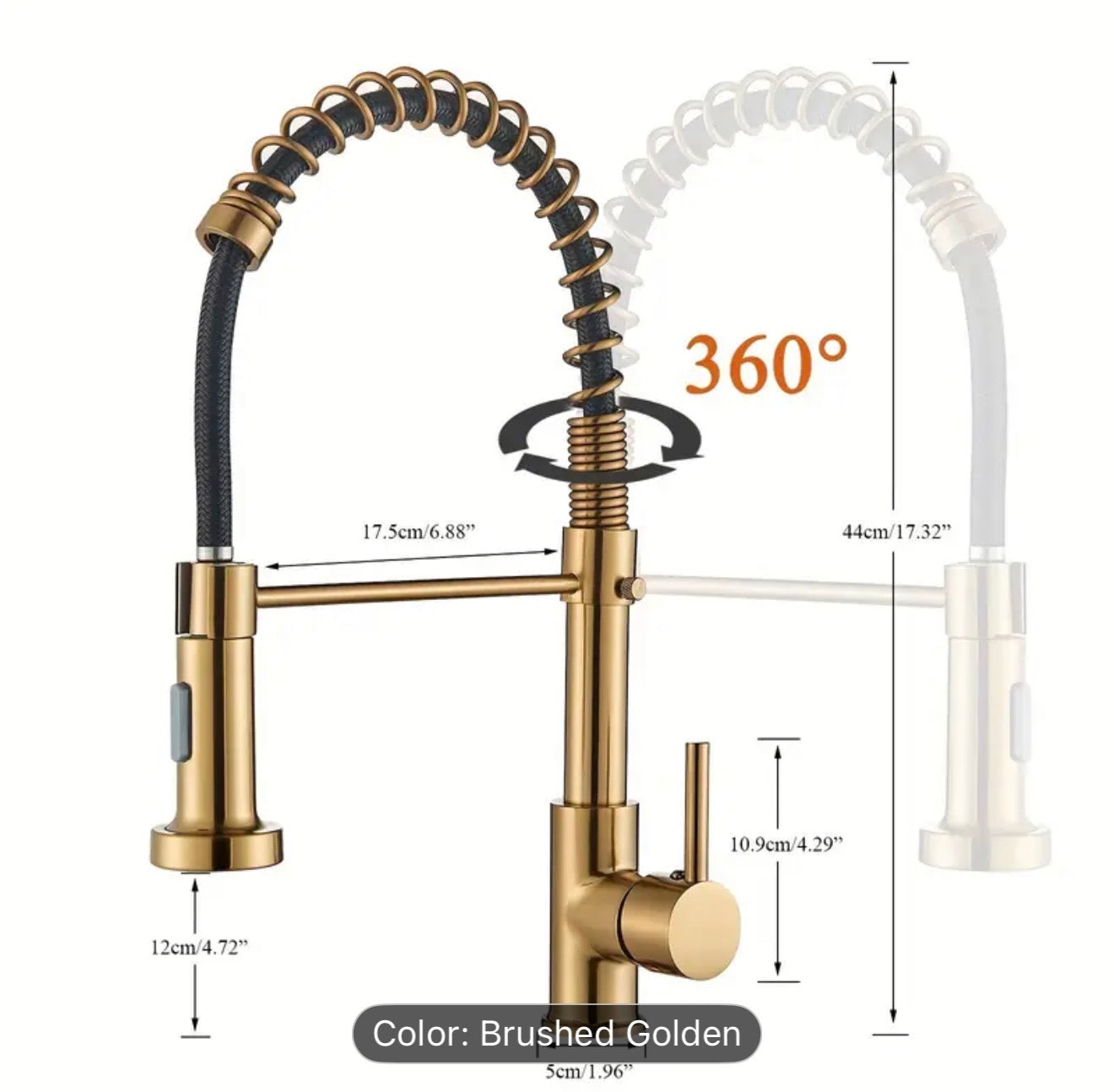 Brushed Gold Kitchen Sink Faucet with Pull-Out Sprayer