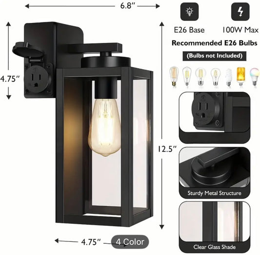 2-Pack Porch Lights Outdoor with Outlet