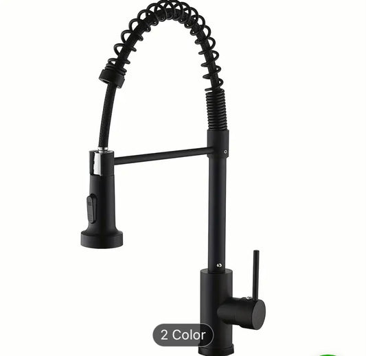 Black Stainless Steel Kitchen Faucet With Pull Down Sprayer