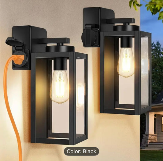 2-Pack Porch Lights Outdoor with Outlet