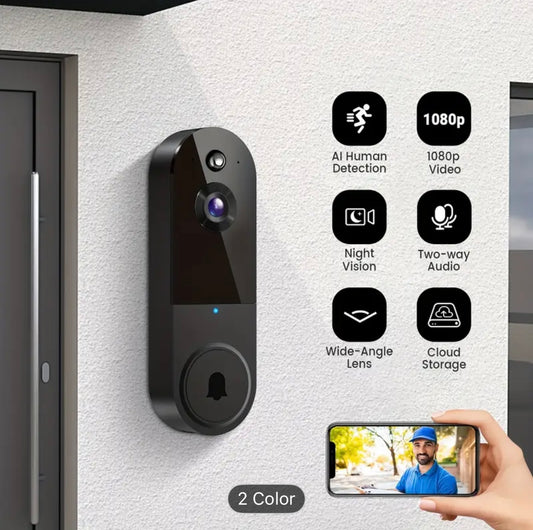 🔔 1080P HD Smart Doorbell Camera | AI Motion Detection, Two-Way Audio, Night Vision & Cloud Securit