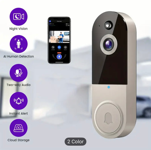 🔔 1080P HD Smart Doorbell Camera | AI Motion Detection, Two-Way Audio, Night Vision & Cloud Securit